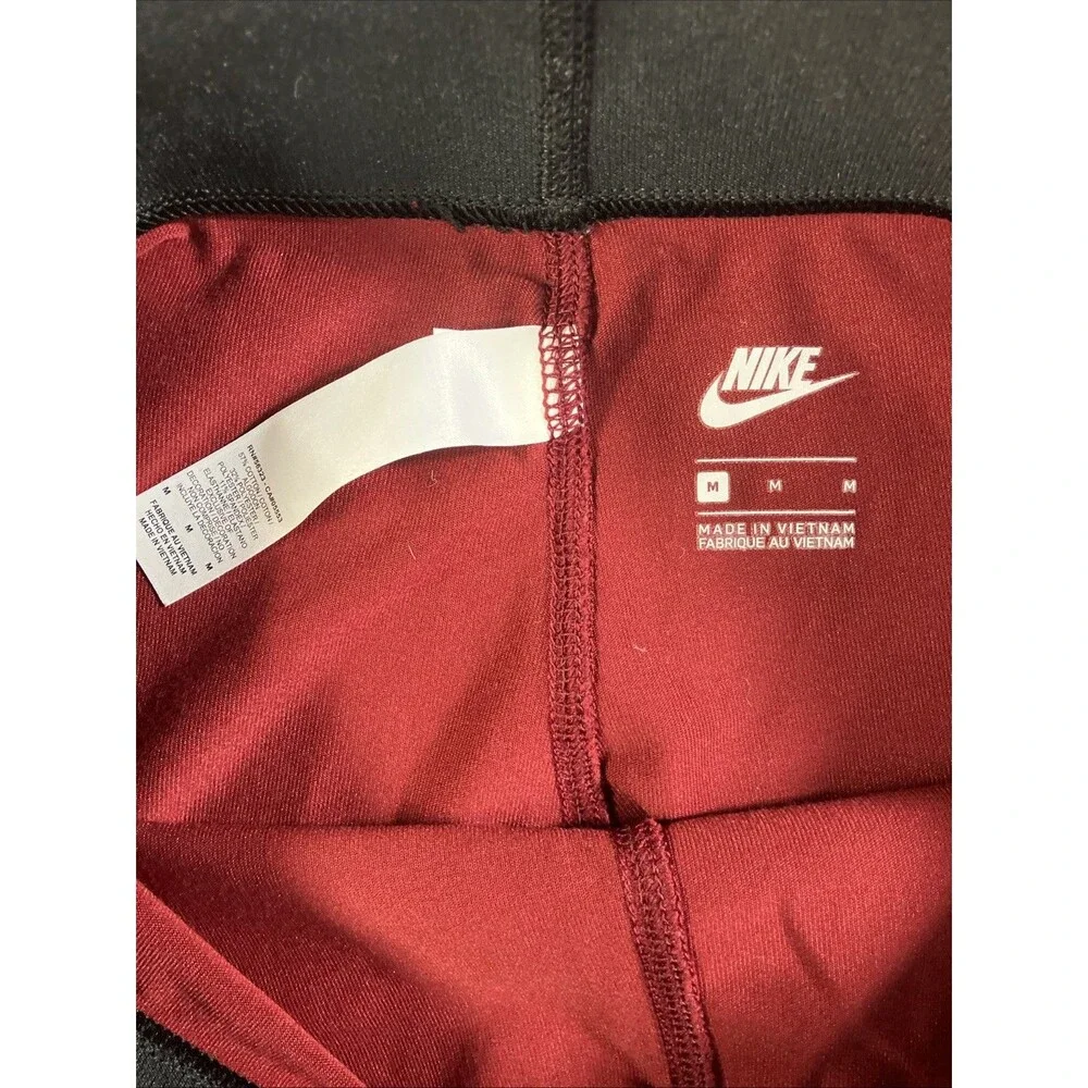 Nike Womens Futura Logo Leggings High Waisted Dark Red Burgundy Tight Pants Sz M